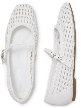 MaxMuxun Square Toe Mary Jane Ballet Flats Woven Dressy Shoes for Women